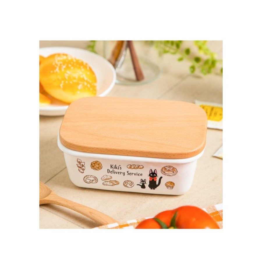 Kitchenware | Maison Ghibli Enamel Butter Dish With Wooden Lid Viennese Pastries 500Ml - Kiki'S D