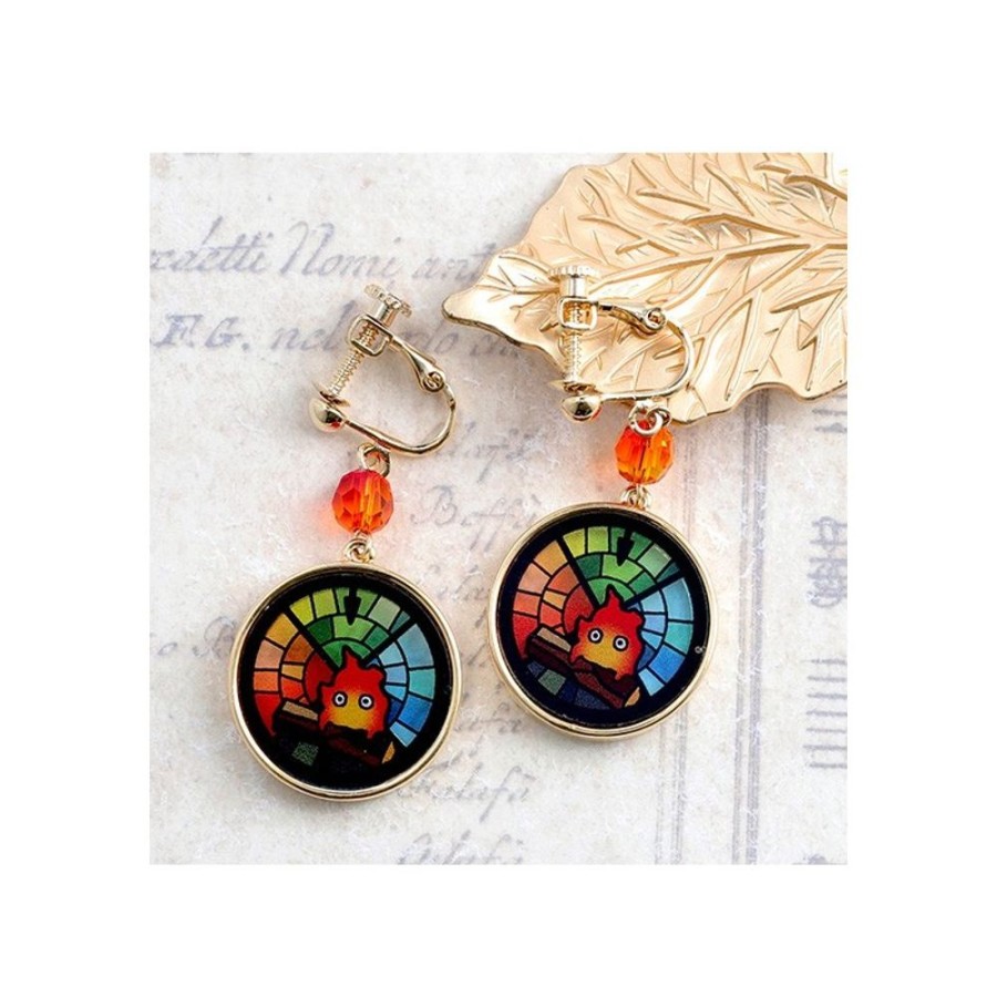 Jewellery | Maison Ghibli Stained Glass Series - Earrings Calcifer- Howl'S Moving Castle