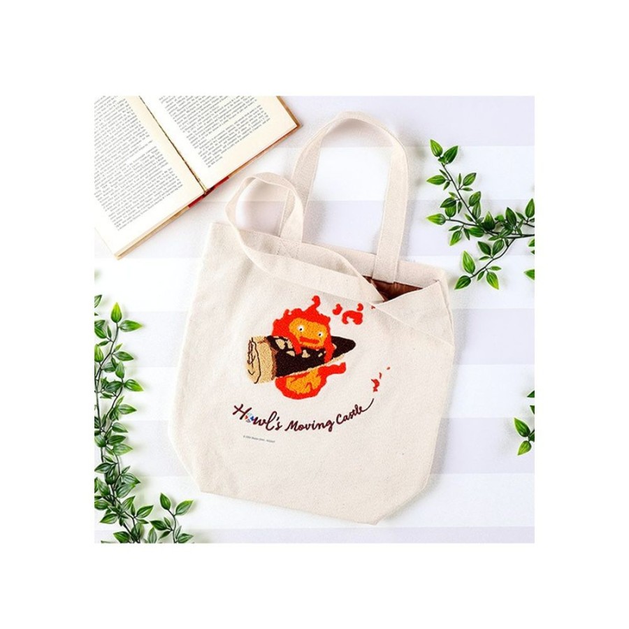 Bags | Maison Ghibli Embroidery Canvas Tote Bag Calcifer In A Hurry - Howl'S Moving Castle