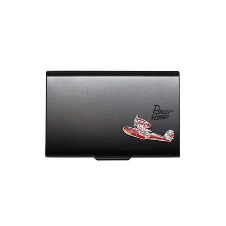 Accessories | Maison Ghibli Black Metal Card Case With Seaplane - Porco Rosso