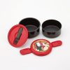 Kitchenware | Maison Ghibli Two Layers Round Shape Lunch Box No Face Dark Red - Spirited Away