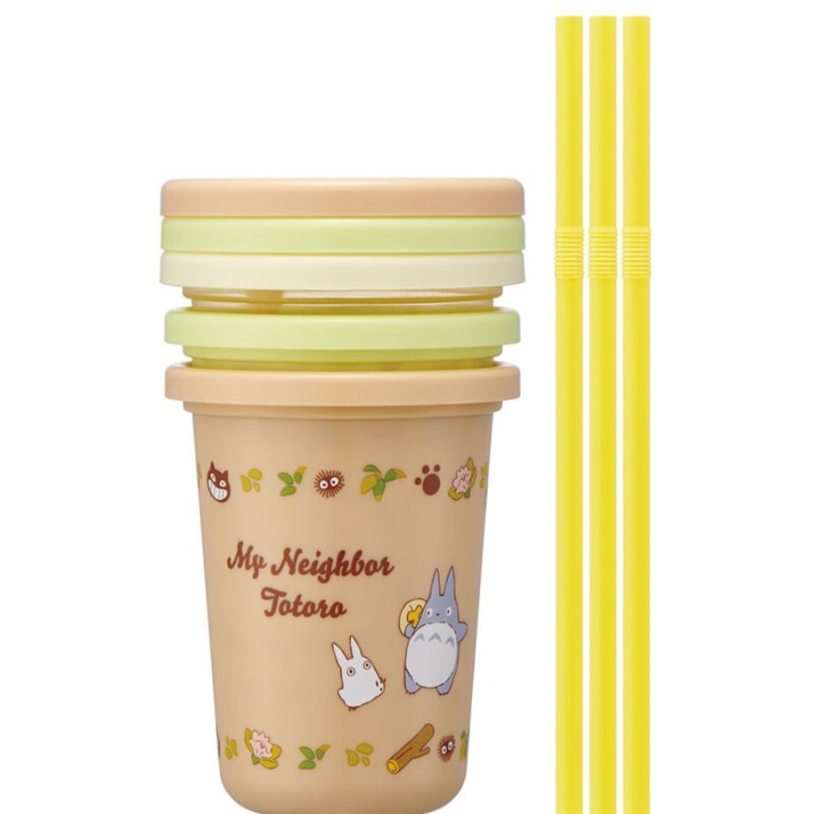 Kitchenware | Maison Ghibli 3 Glasses With Straw Set - My Neighbor Totoro