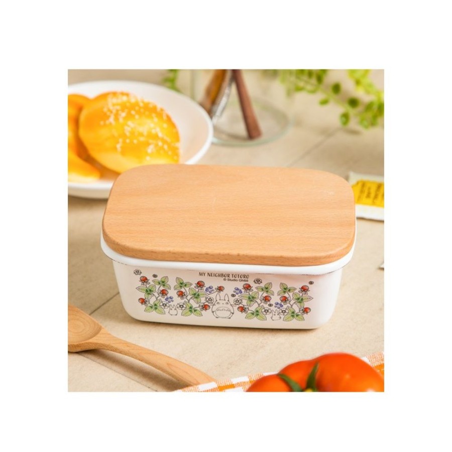 Kitchenware | Maison Ghibli Enamel Butter Dish With Wooden Lid Soot Sprites 500Ml - My Neighbor T